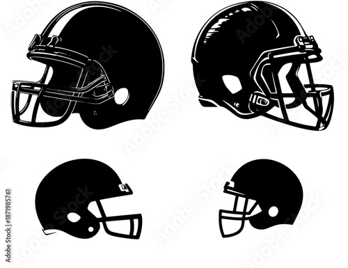 A blue and red American football helmet illustration showing protective sports equipment used by players during the game
