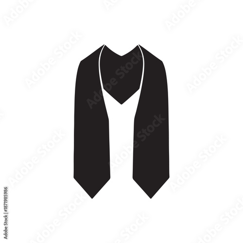 Graduation stole silhouette vector illustration on white background
