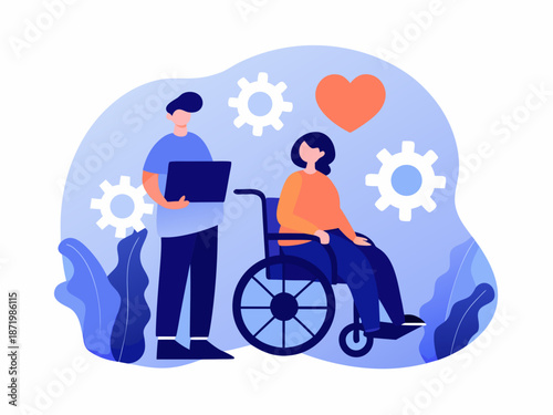 Diverse team working together with care and technology