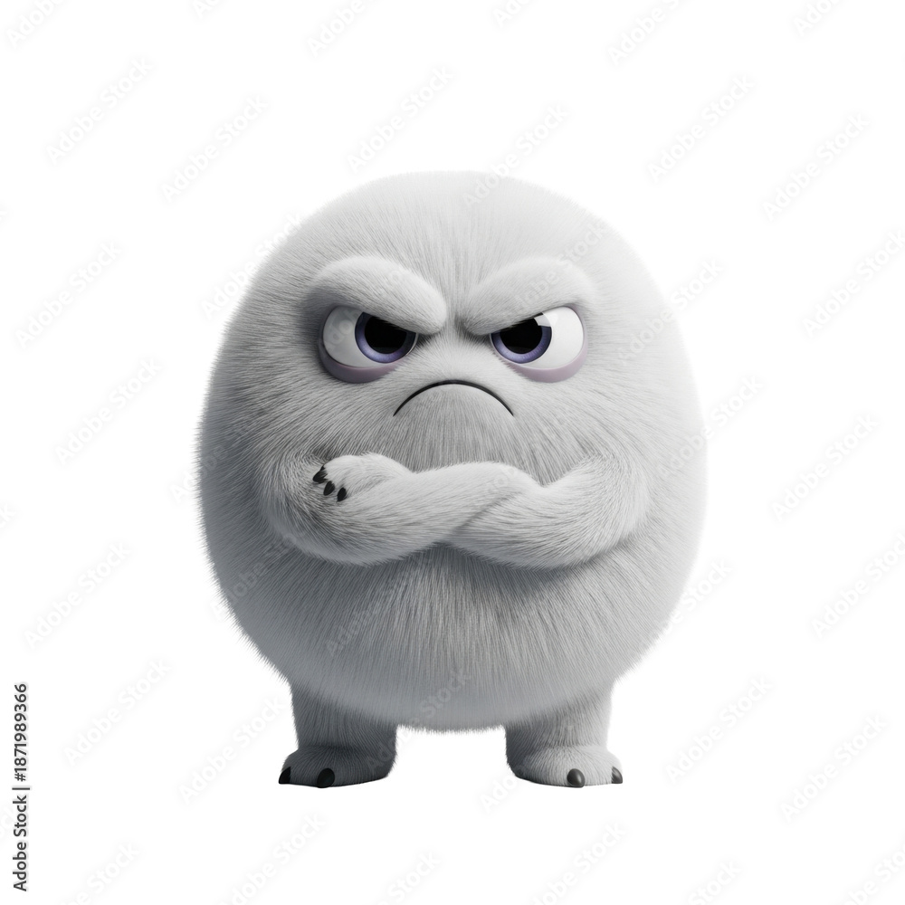 Obraz premium Grumpy Furry Creature with Crossed Arms