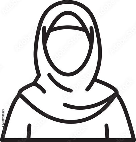 Minimalist woman in hijab icon Vector