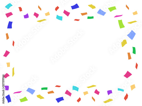 カラフルな紙吹雪のフレーム素材 /Colorful Confetti Frame Vector
