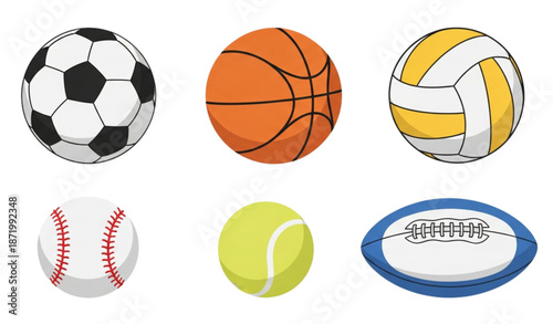 Sports balls set vector illustration isolated on white background