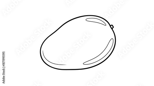 Simple Line Drawing of a Mango Fruit with Minimalist Style for Illustration