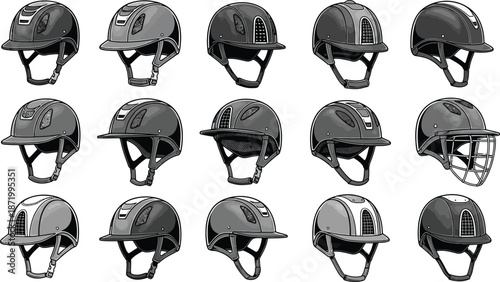 Equestrian Helmet Collection: Safety Headgear Assortment for Horse Riding