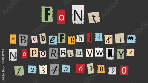 Magazine cutout letters alphabet vector set