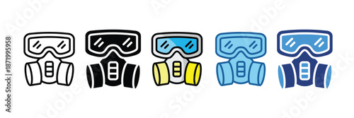 Respirator  Icon Set Multiple Style Collection
