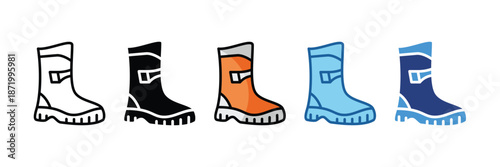 Steel Toe Boots  Icon Set Multiple Style Collection