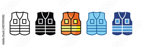 High Visibility Vest  Icon Set Multiple Style Collection