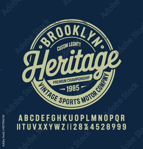Vintage sports motor company heritage on dark blue background