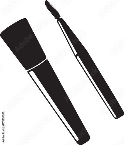 Black Mascara and Eyeliner Cosmetic Tool Vector