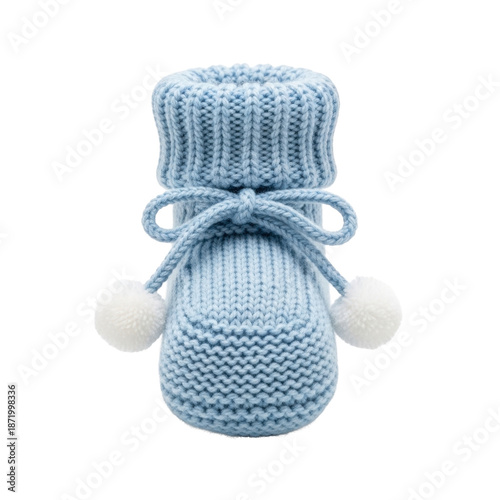 Cute blue knitted baby bootie