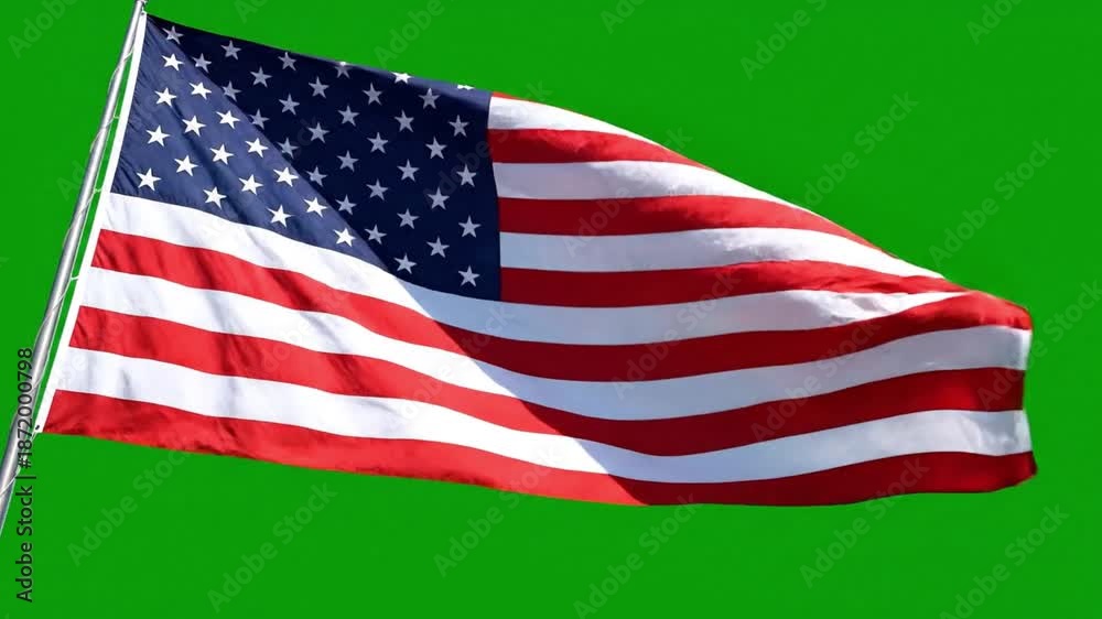 custom made wallpaper toronto digitalVibrant American Flag Dancing in the Wind Against a Bright Green Background