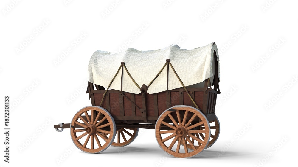 Fototapeta premium caravan carriage on white background