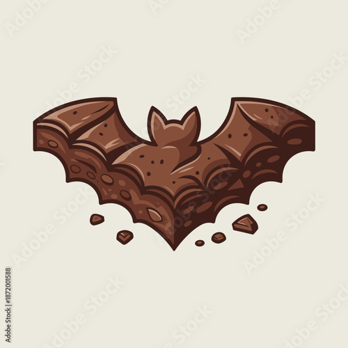 Fudgy bat-shaped brownie vector art – Ideal for seasonal food blogs, confectionery design, or autumn marketing.