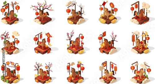 dog statue festival scene