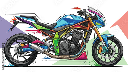 A fast red sport motorcycle and a black chopper bike with powerful engines being ridden by bikers on the open road