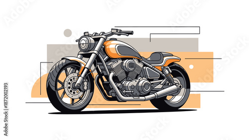 Vector illustration of a fast red sport motorbike isolated on a white background featuring chrome engine wheels for transportation and speed