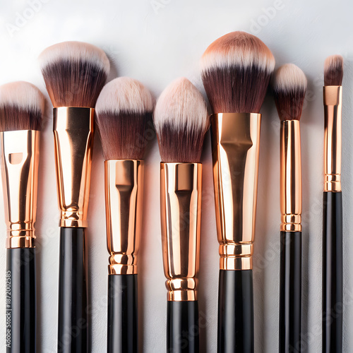 elegant makeup brushes collection rose gold black