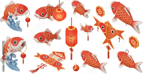 Goldfish lanterns and decorations