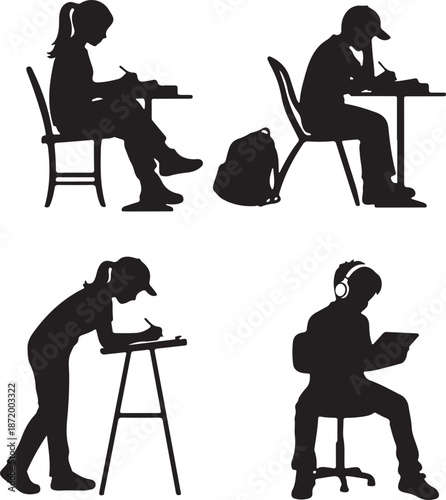 silhouette of children 