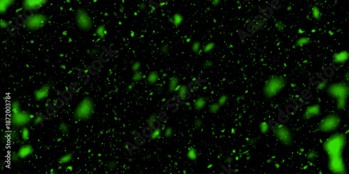 The texture of the flying snow on a black background. Subtle bokeh lights in varied sizes float gently across a stark, dark backdrop, creating a soft, whimsical effect. Silver glitter confetti,