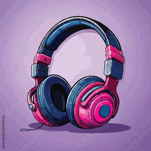 Stylish Pink and Blue Headphones for Music Listening.