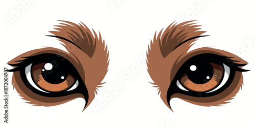Expressive dog eyes illustration with clean symmetrical lines, soft shading, and subtle highlights that convey emotion and warmth