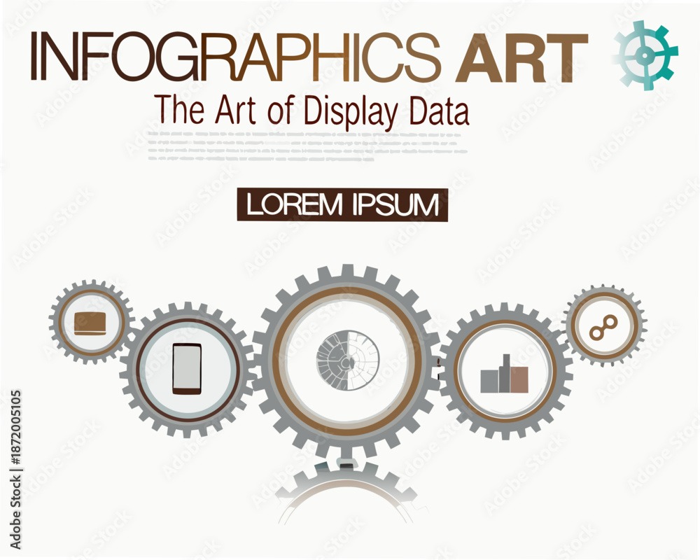 Fototapeta premium Infographic art showcasing data visualization through gear icons