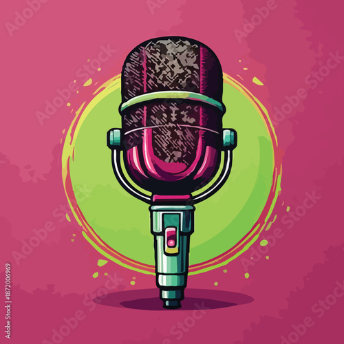 Vintage Microphone Illustration - A Classic Design for Audio Recording and Performance.