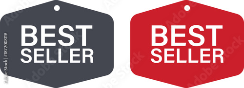 Best Seller Badge Collection with Dark Gray and Red Shield Label Design
