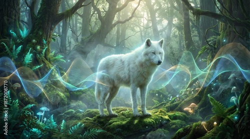 A spirit animal formed from sonic waves, representing guidance and sound.