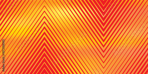 abstract geometric yellow arrow pattern art with red background.