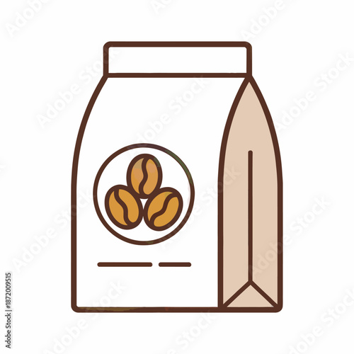 Illustration of a coffee bean bag icon for branding design