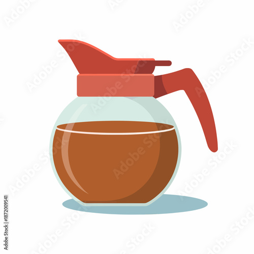 Red Coffee Carafe with Handle on Transparent Background