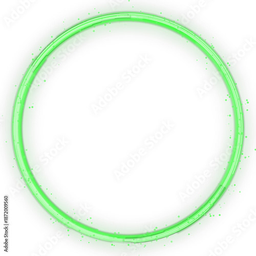 Fotografía Neon Bright Green Circle Frame Tech Glow Isolated On Transparent Background PNG