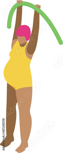 Pregnant woman exercising in a pool, promoting a healthy lifestyle during pregnancy through aqua aerobics