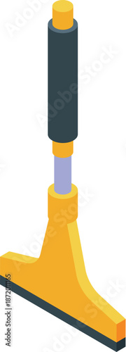 Isometric view of a cleaning squeegee with an ergonomic handle, designed for effective washing and drying of surfaces