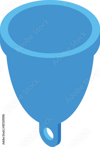 Light blue menstrual cup, offering a reusable and eco friendly alternative for feminine hygiene