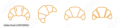 Croissant icon set - Line and glyph solid icon set - Solid icons vector collection on transparent background 