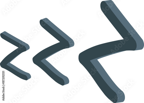 Three dimensional zzz icons are getting bigger, representing increasing sleep intensity and deeper sleep stages