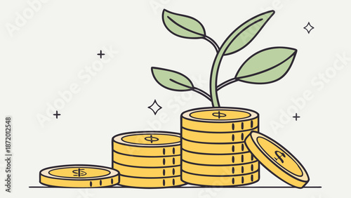 Growing Wealth Investment Financial Growth Coins.
