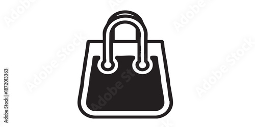 Shopping bag recycling vector icon, reusable and eco-friendly symbol, no plastic and sustainable design, outline and filled style, clean black line and solid design, minimal flat icon, isolated on tra