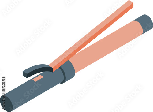 Curling iron creating wavy and curly hairstyles, a modern hair styling tool for beauty salons and personal use