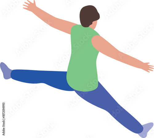 Energetic parkour athlete executing a dynamic split jump, showcasing agility and balance