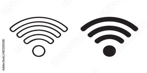 Wi-Fi vector icon, wireless and internet access symbol, remote connectivity concept, outline and filled style, clean black line and solid design, minimal flat icon, isolated on transparent background,