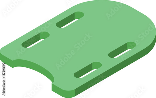 Green kickboard floating on water, ideal for swimming lessons and water aerobics