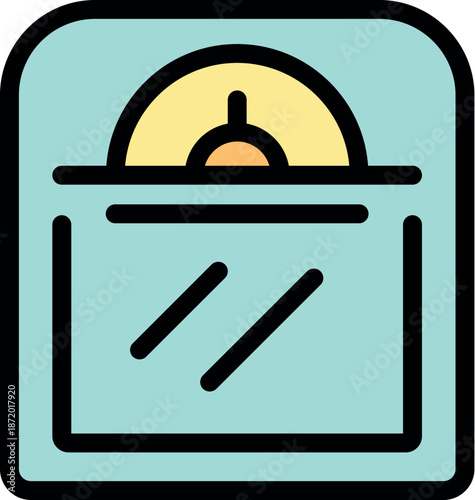 Kitchen scales with dial showing increasing weight, weight loss and diet concept