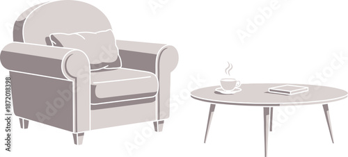 Cozy living room setup with chair and coffee table