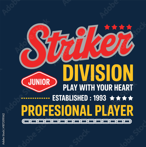 Red and yellow sports division with chain border on dark blue background